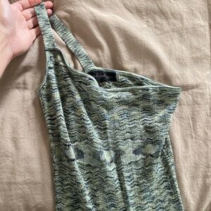 House of Harlow asymmetrical space dye knit maxi dress